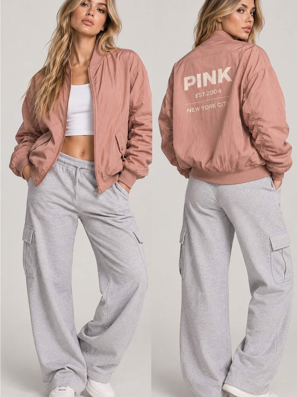 PINK Victoria's Secret Rose Mauve Bomber Jacket